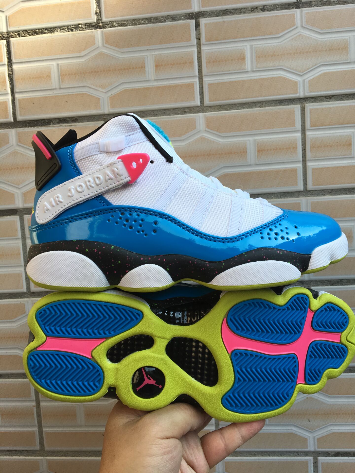 New Women Air Jordan Six Rings White Blue Black Shoes